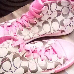 COACH  Pink and beige sneakers. Great preloved condition.  Size 7.5 Franca style